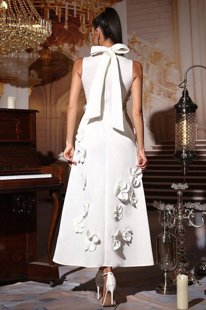 Ethel | Elegant Flower Embellished Sleeveless Maxi Dress