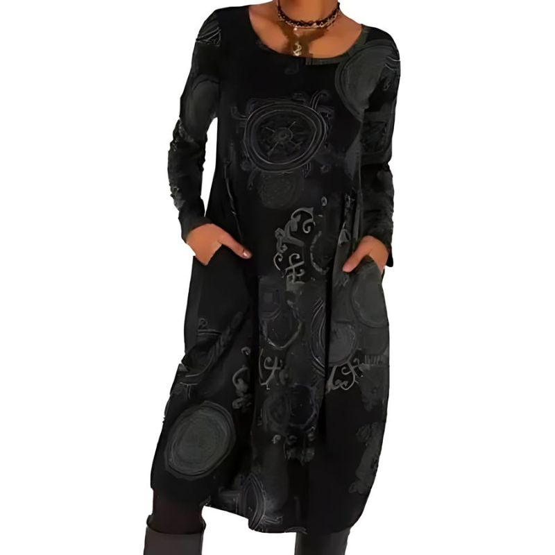 Beatrix | Boho Long Sleeve Midi Dress With Pockets
