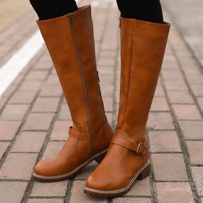 Elizabeth | Classic Buckle Knee-High Boots