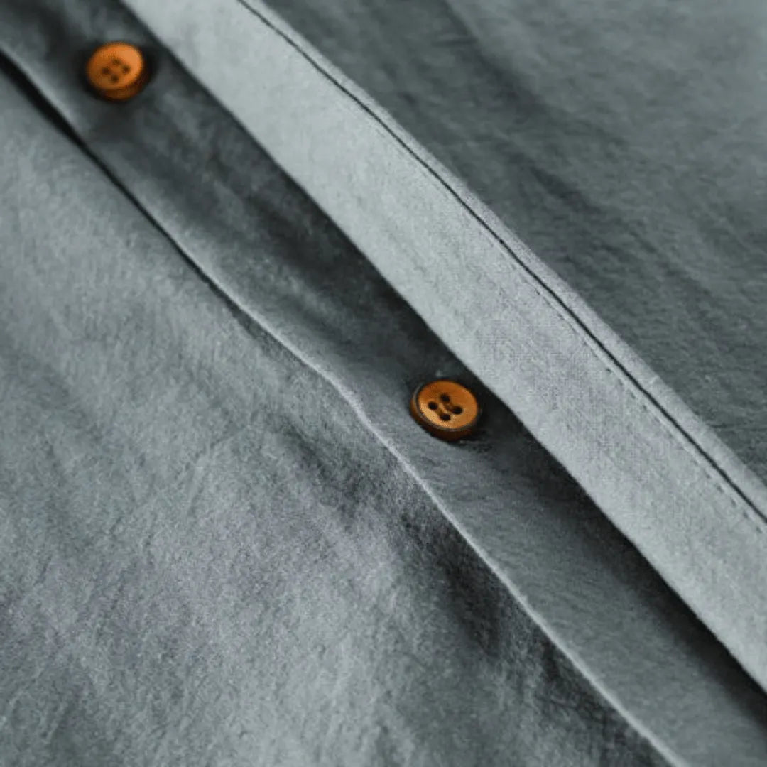 Margot | Stylish Japanese Mandarin Collar Long Sleeve Linen Shirt