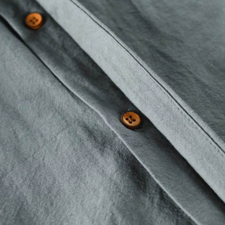 Margot | Stylish Japanese Mandarin Collar Long Sleeve Linen Shirt