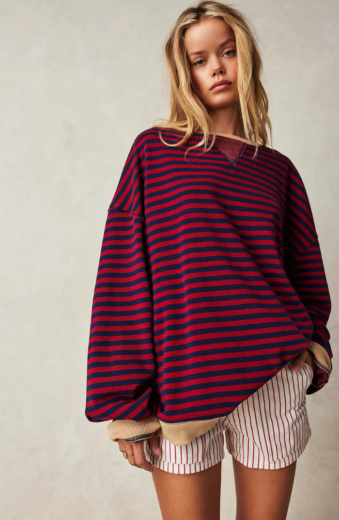 Stella | Chic Oversized Striped Sweater With Vibrant Colorblock
