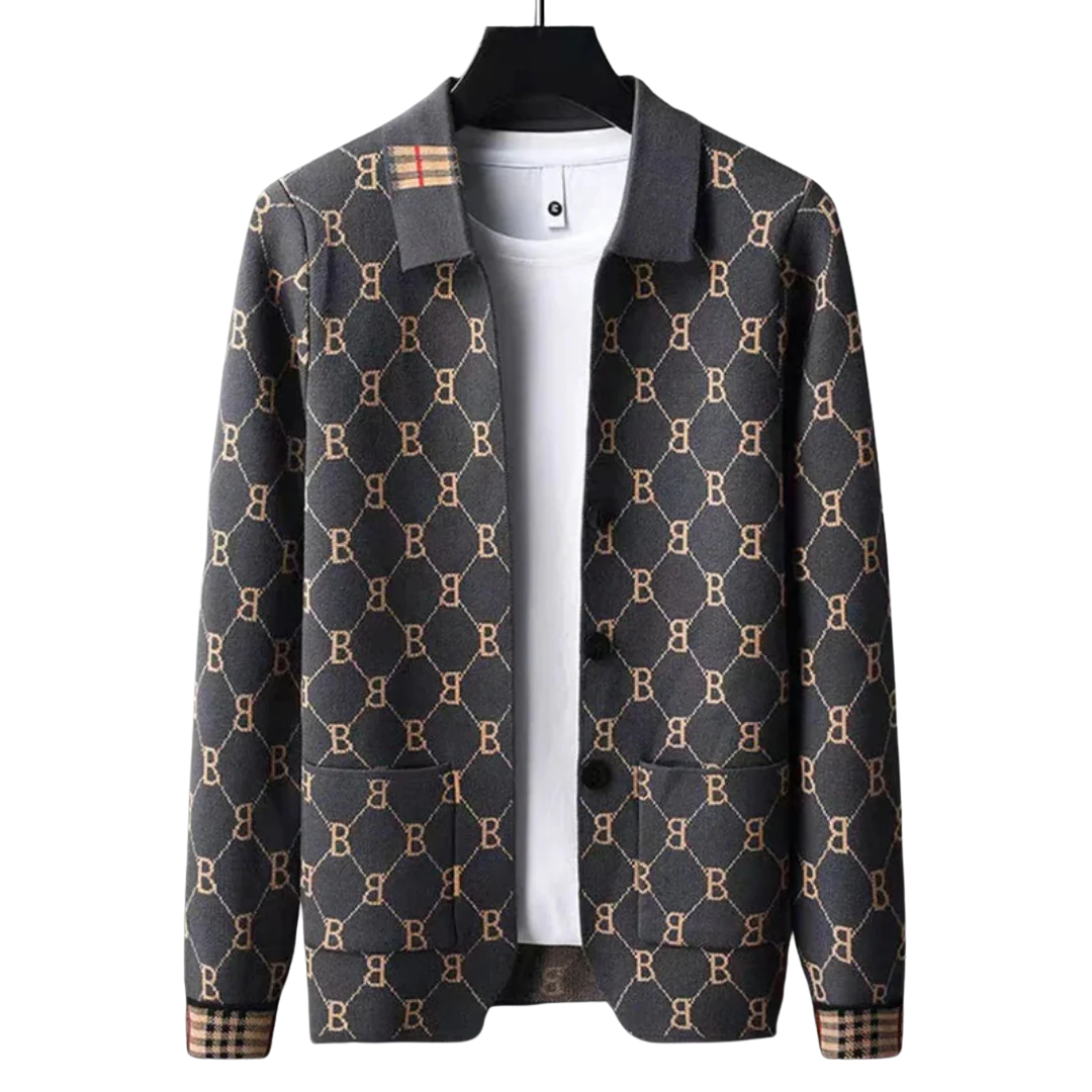 Phoebe | Elegant Monogram Button Cardigan Men's Designer Knit