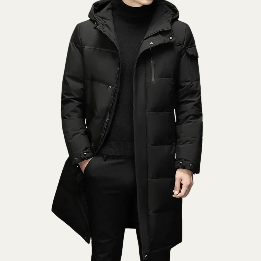 Serena | Sleek Longline Hooded Men's Thermal Puffer Coat