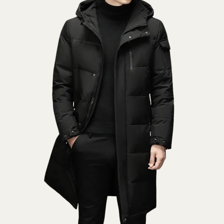 Serena | Sleek Longline Hooded Men's Thermal Puffer Coat