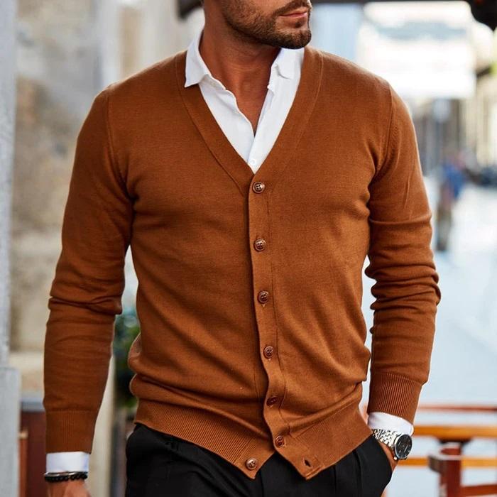 Evelyn | Elegant V-Neck Button Cardigan For Men