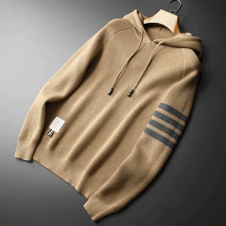 Eloise | Stylish Hooded Knit Sweater With Contrast Stripes