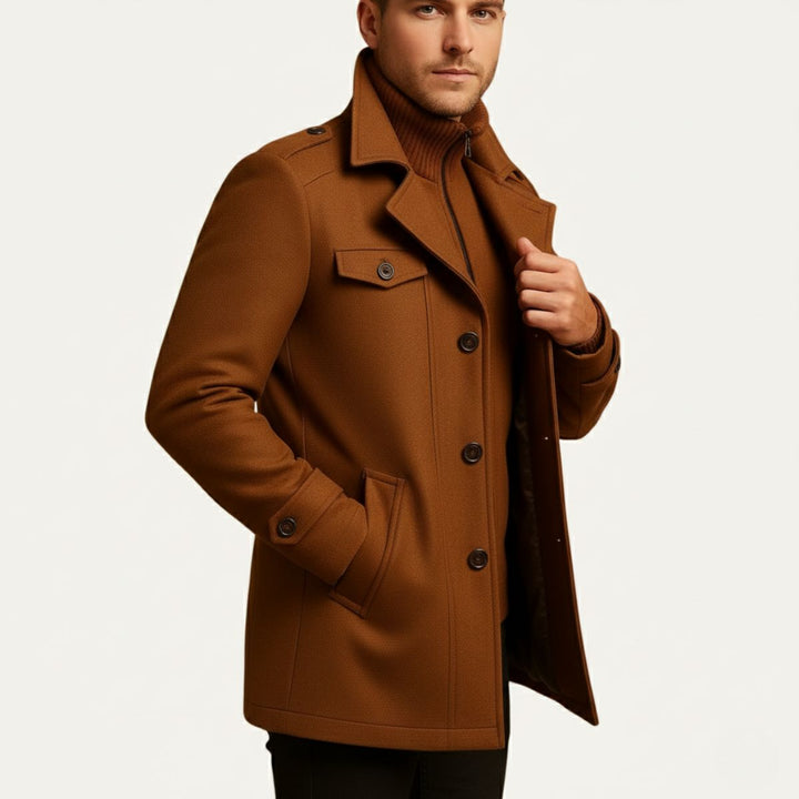 Fiona | Elegant Double-Breasted Wool Coat With Structured Collar