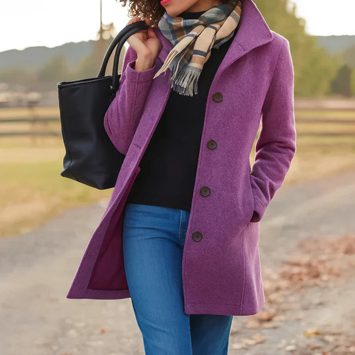 Elise | Elegant Long Black Coat With Classic Silhouette