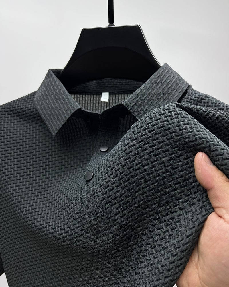 Miles | Textured White Mesh Luxury Polo Shirt For Men