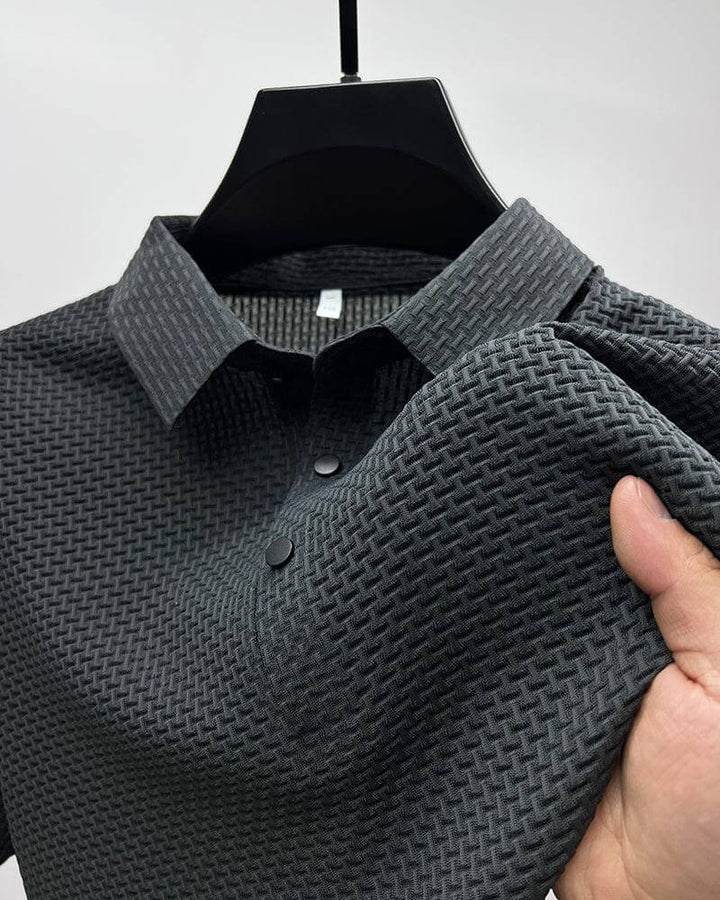 Vivian | Elegant Textured Mesh Polo Shirt For Men