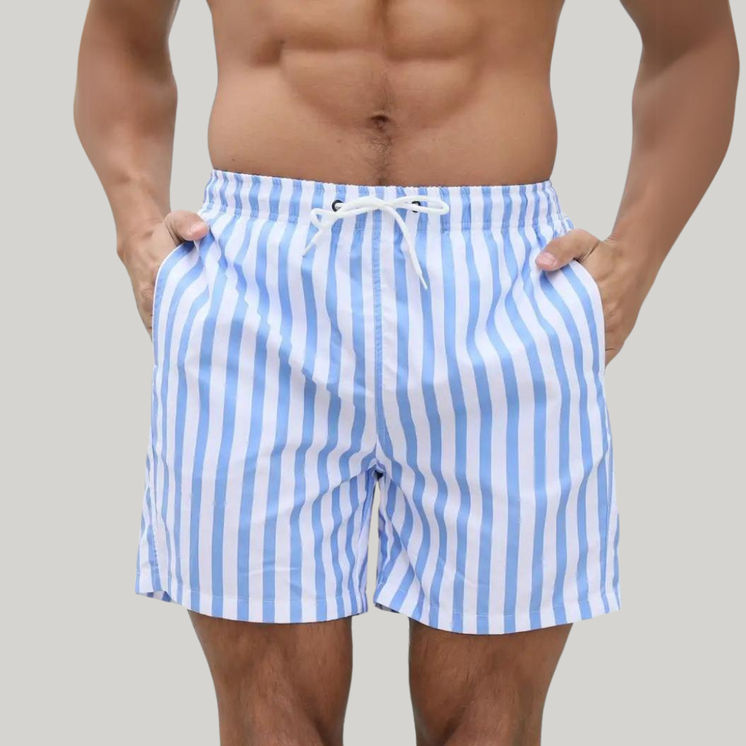 Serena | Stylish Blue Striped Drawstring Swim Shorts