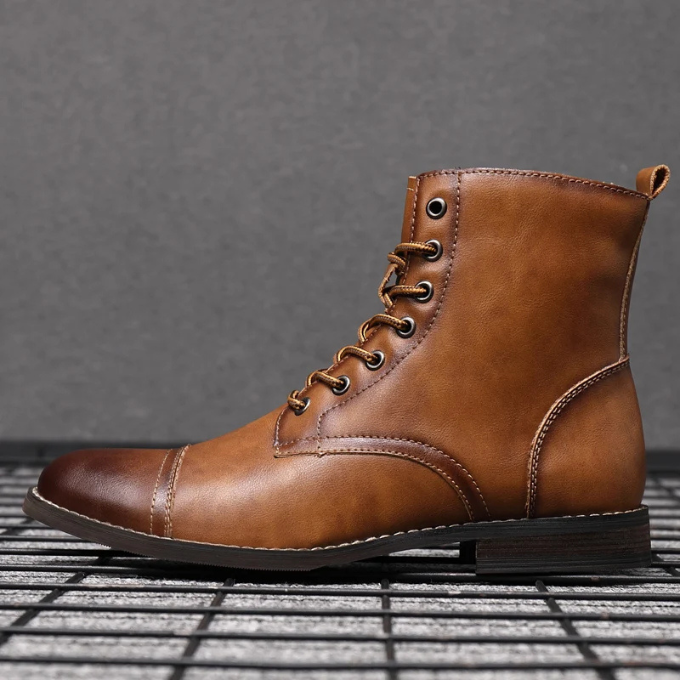 Kai | Vintage Brown Leather Lace-Up Ankle Boots For Men