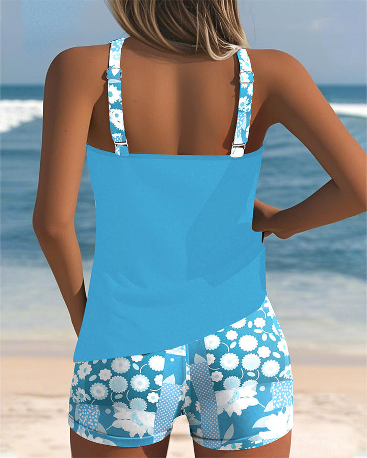 Fern | Stylish Floral Print Tankini Set With Swim Shorts