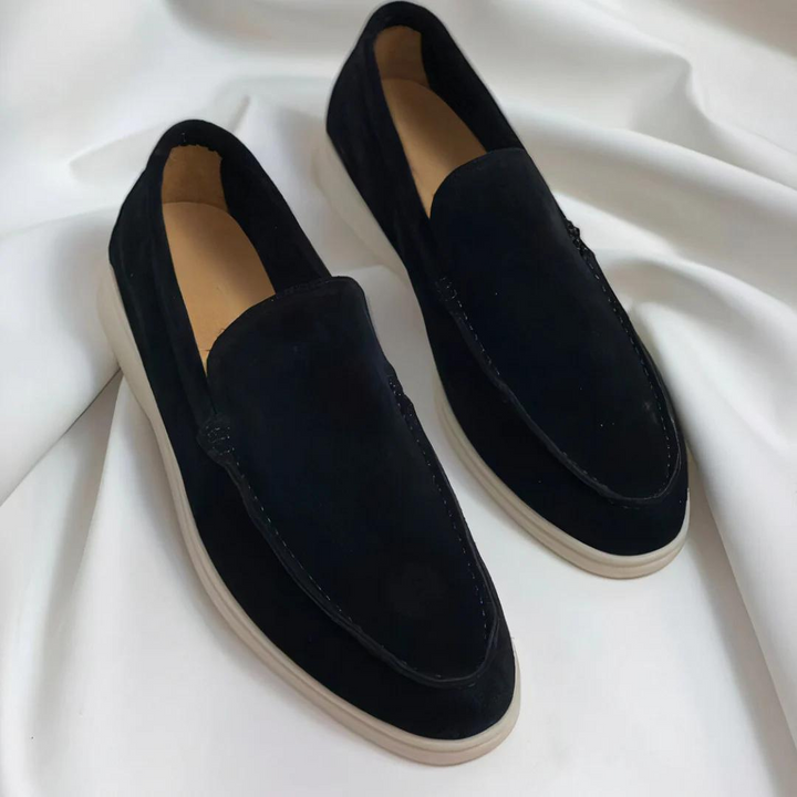Mateo | Elegant Navy Suede Slip-On Loafers for Men