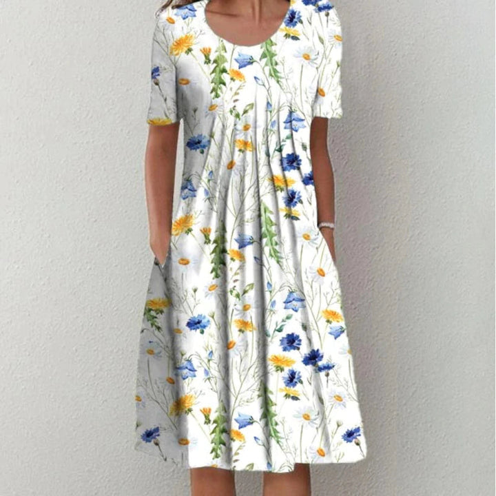 Margot | Elegant Floral A-Line Midi Dress