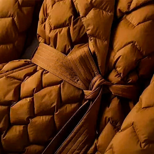 Maeve | Chic Quilted Down Coat With Belted Wrap Silhouette