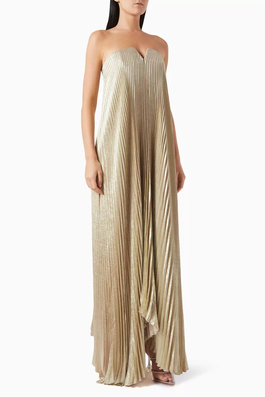 Bergamot | Elegant Pleated Floral Sweetheart Maxi Dress