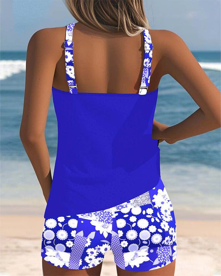 Fern | Stylish Floral Print Tankini Set With Swim Shorts