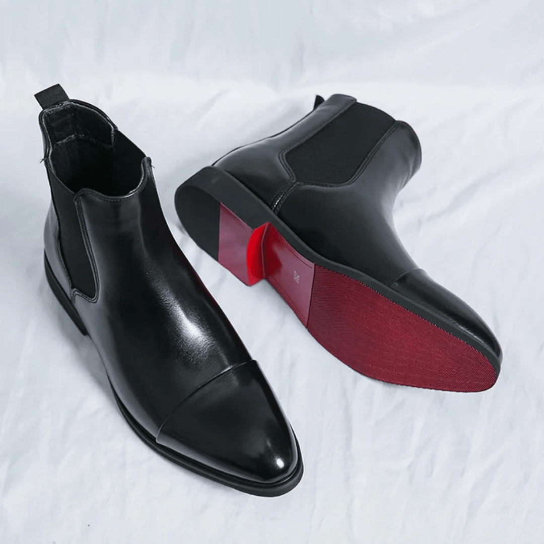 Rosie | Elegant Premium Leather Chelsea Boots With Red Sole Detail