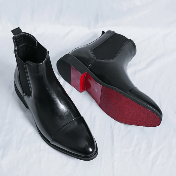 Rosie | Elegant Premium Leather Chelsea Boots With Red Sole Detail