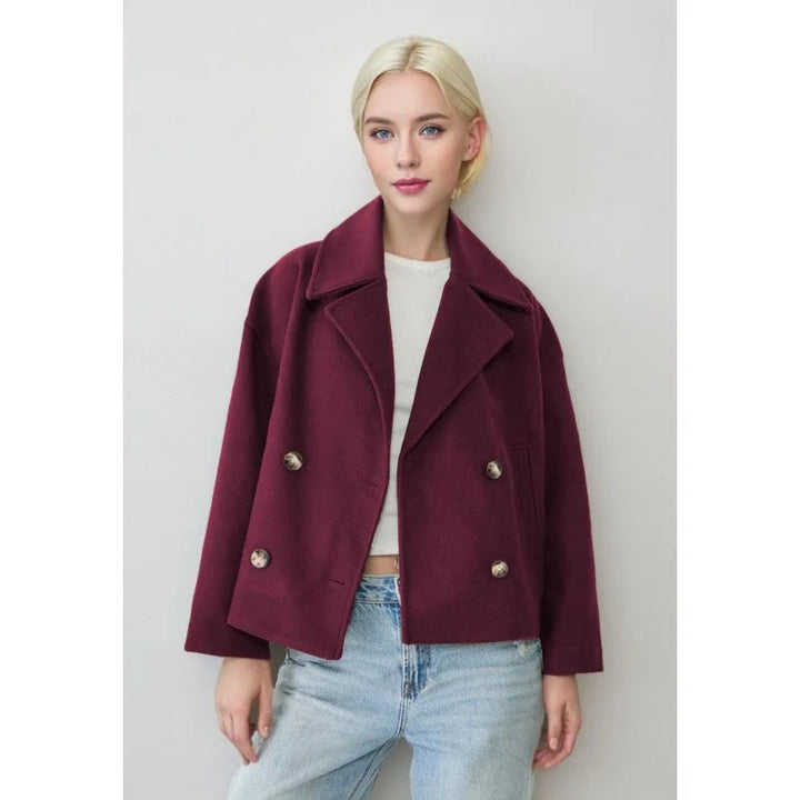 Raven | Chic Double Breasted Cropped Jacket With Lapels