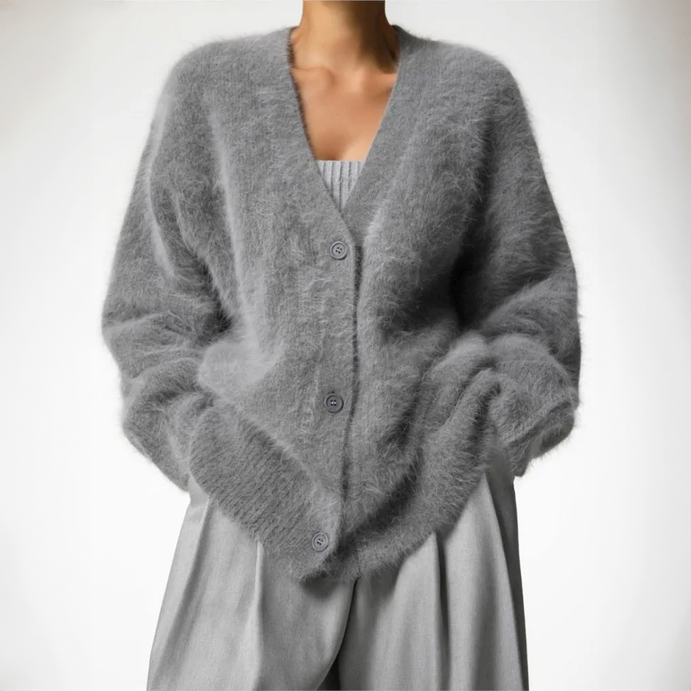 Cordelia | Elegant V-Neck Oversized Cashmere Cardigan Women