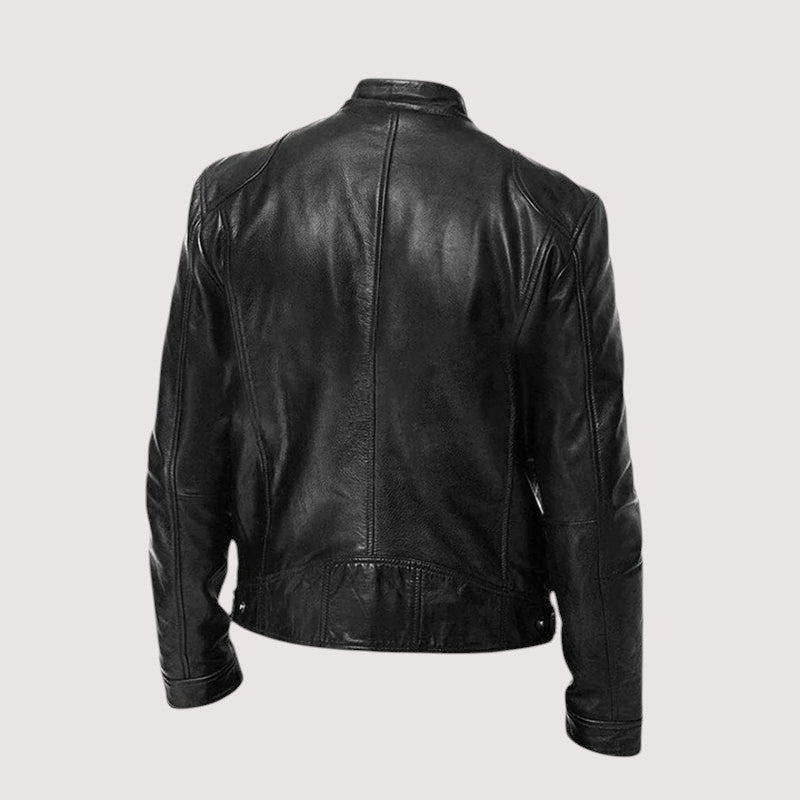 Clayton | Sleek Genuine Leather Moto Jacket Men - Black