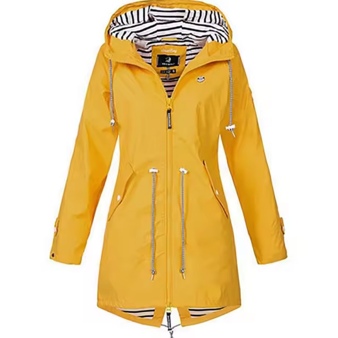 Eliza | Stylish Hooded Waterproof Rain Jacket With Drawstring