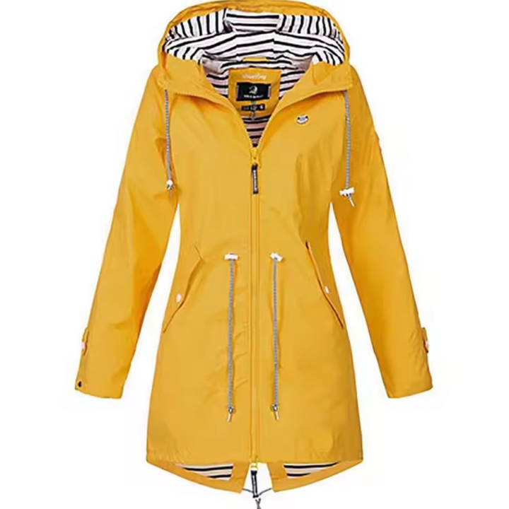 Eliza | Stylish Hooded Waterproof Rain Jacket With Drawstring