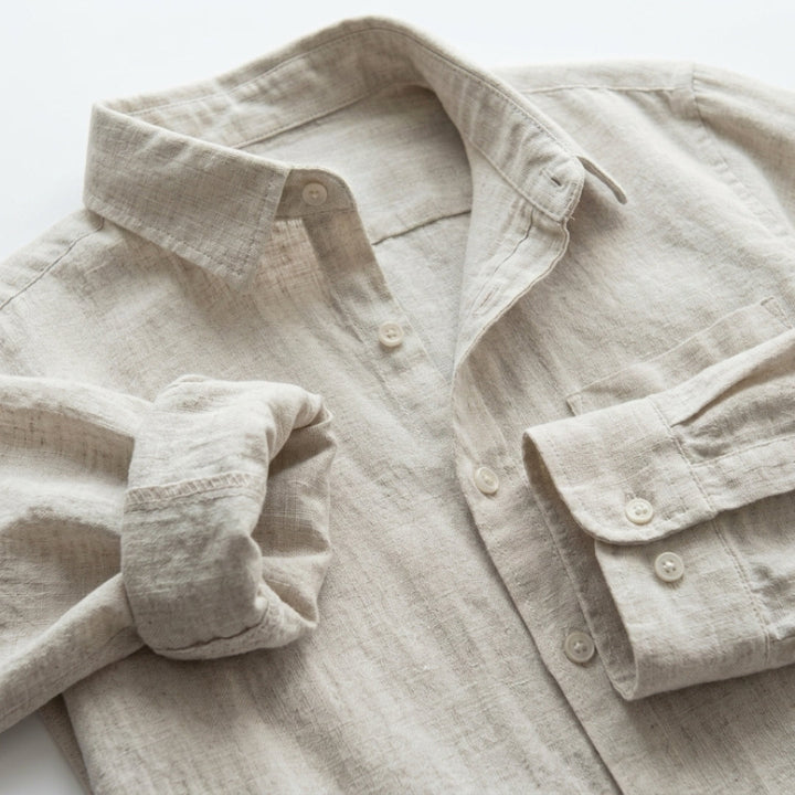 Cannes | Classic Long Sleeve Button Up Linen Shirt Men
