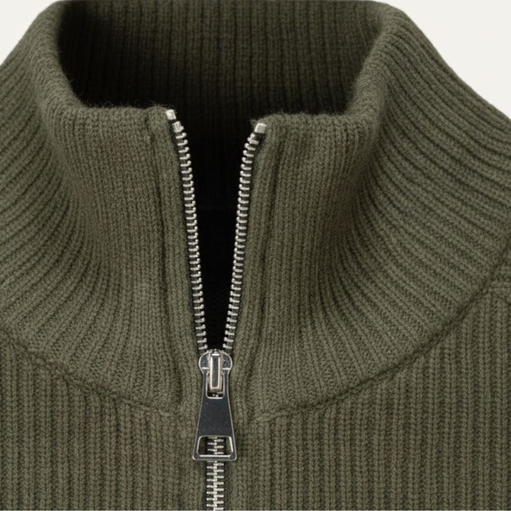Freya | Elegant Merino Wool Zip-Up Cardigan Men's Knitwear