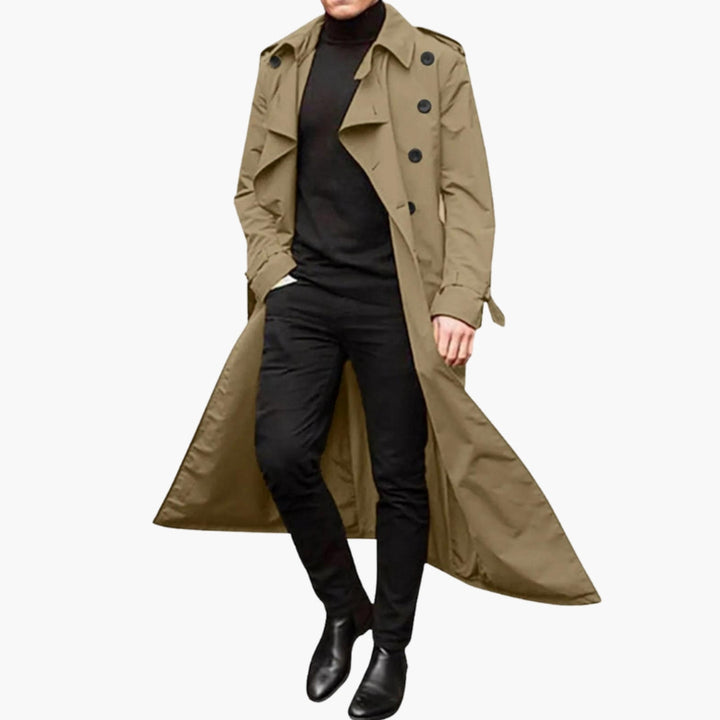 Quinn | Stylish Long Belted Trench Coat With Wide Lapels