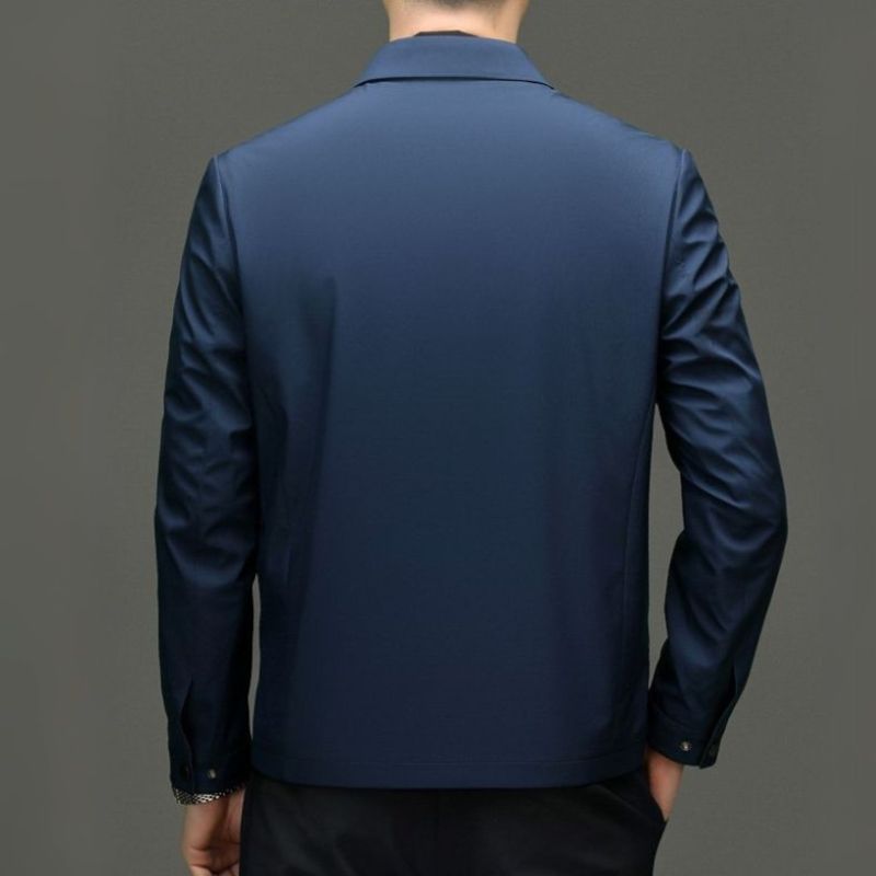 Liam | Sleek Navy Zip-Up Transitional Jacket With Point Collar