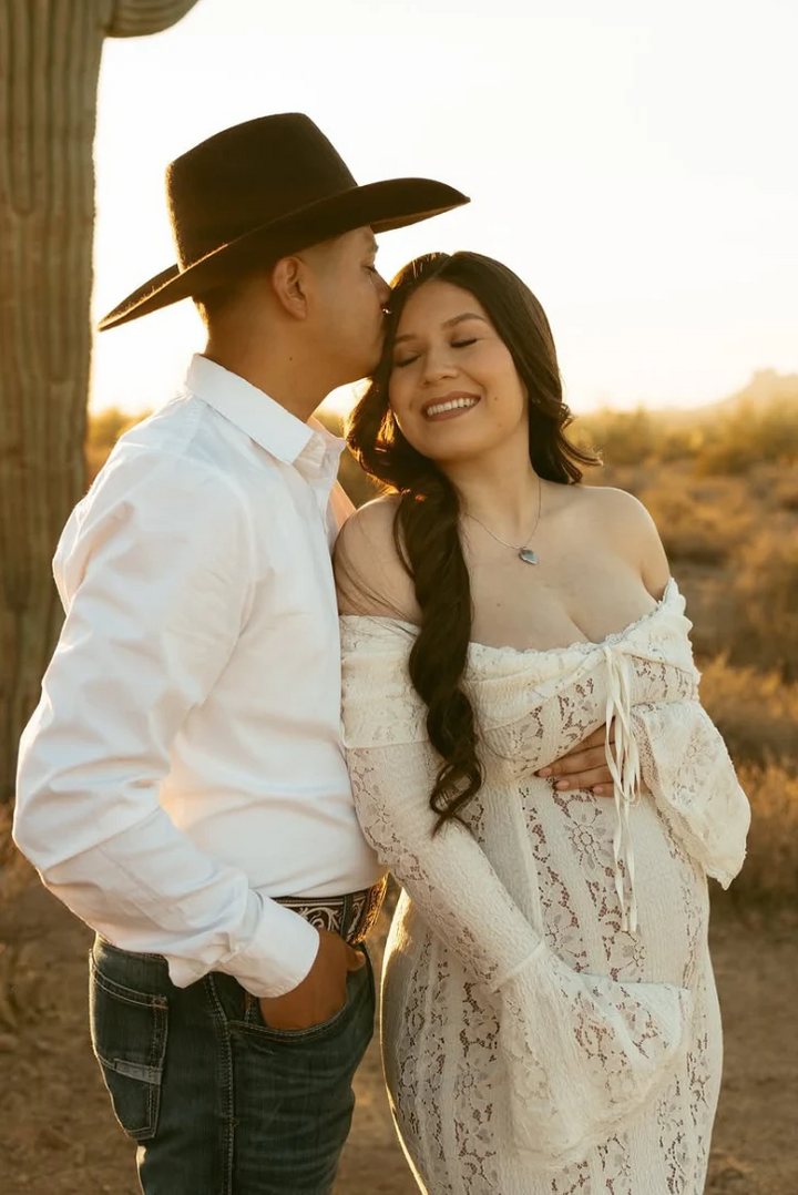 Amelia | Elegant Off-Shoulder Lace Maternity Maxi Gown