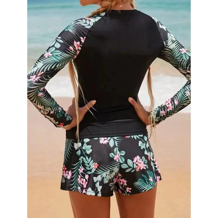 Lara | Stylish Long Sleeve Floral Print Tankini With Shorts