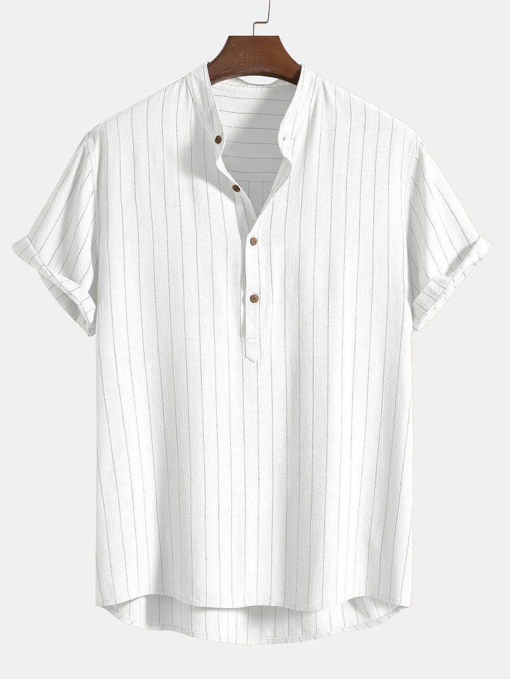 Silas | Elegant Striped Linen Set Men Short Sleeve