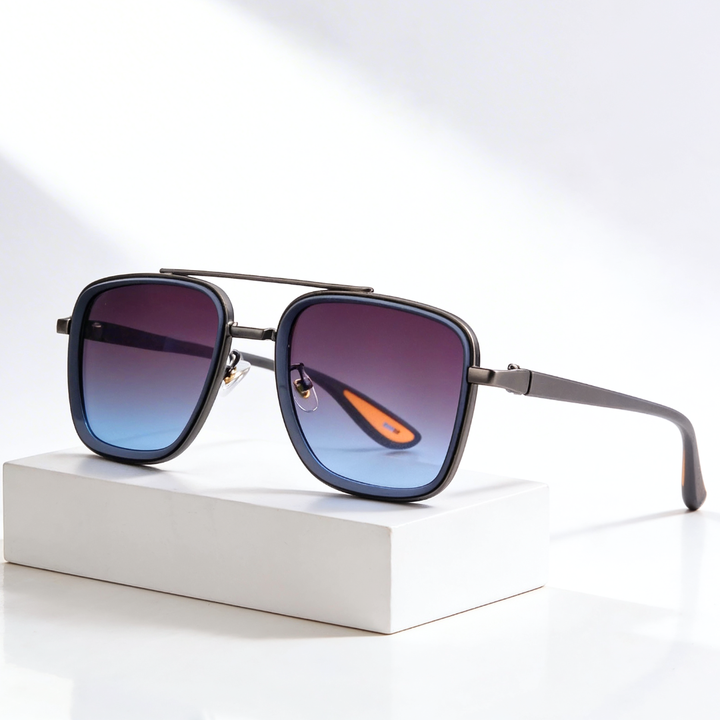 Hannah | Sleek Vintage Square Metal Frame Sunglasses
