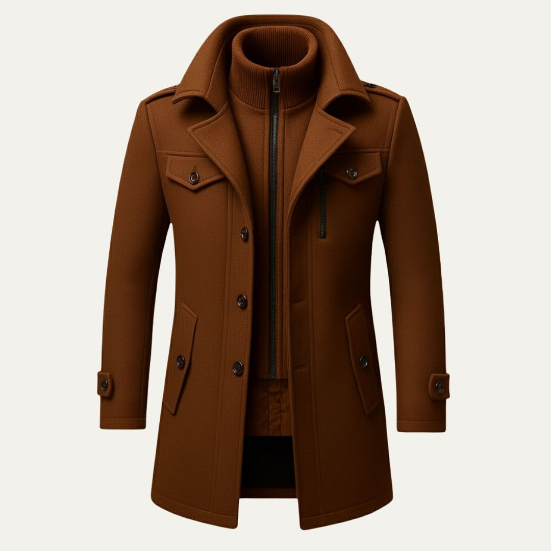 Fiona | Elegant Double-Breasted Wool Coat With Structured Collar