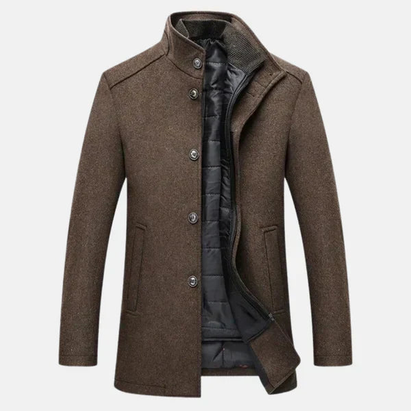 Tilly | Elegant Stand Collar Wool Coat With Quilted Lining