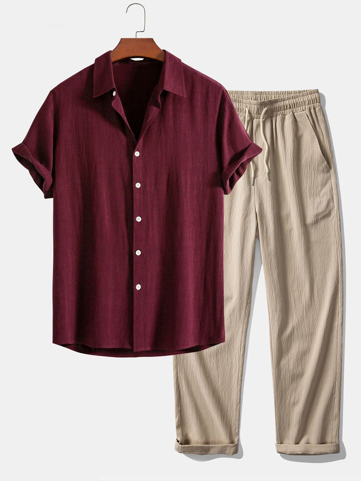 Cairo | Stylish Short Sleeve Linen Shirt And Pants Set Men