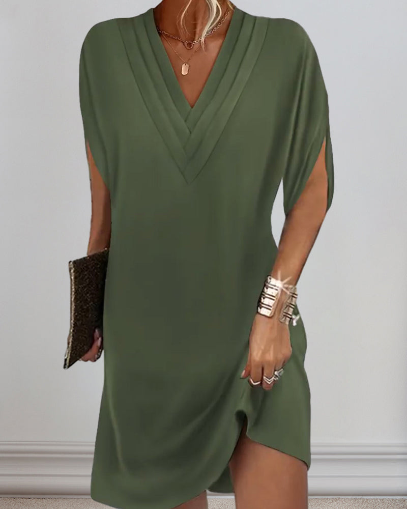 Margot | Elegant V-Neck Wrap Dress With Split Sleeves