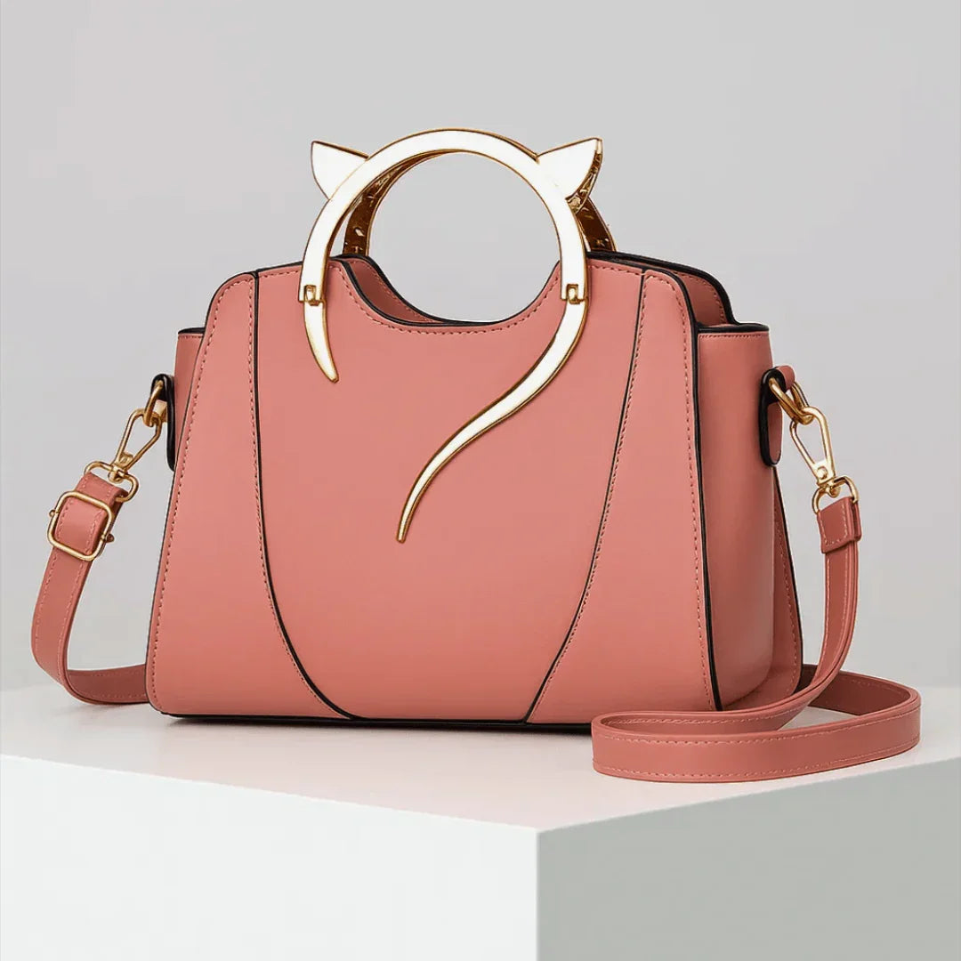 Felicity | Chic Cat Ear Structured Handbag With Gold Hardware