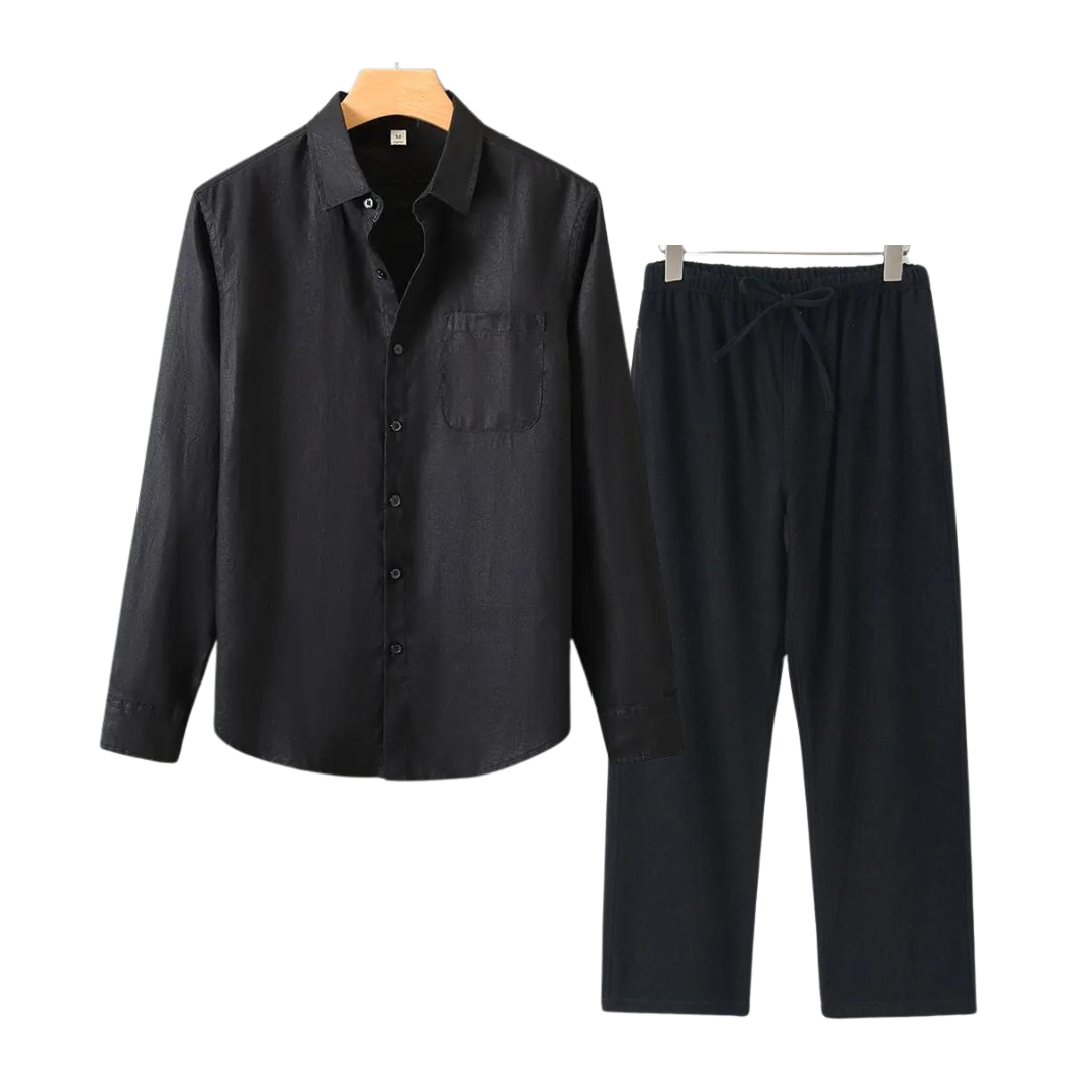 Lincoln | Elegant Linen Button-Up Shirt And Pants Set Men