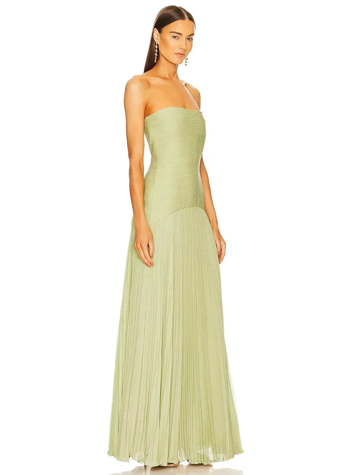 Evelyn | Elegant Strapless Pleated Maxi Dress