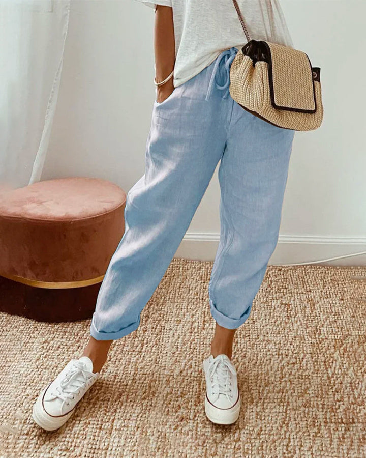 Cordelia | Effortless Drawstring Cotton Pants Women - Relaxed Fit