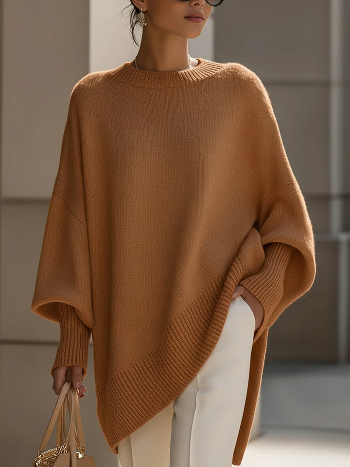 Skye | Elegant Oversized Knit Poncho With Asymmetrical Design