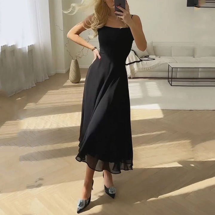 Charlotte | Elegant Square Neck A-Line Midi Dress