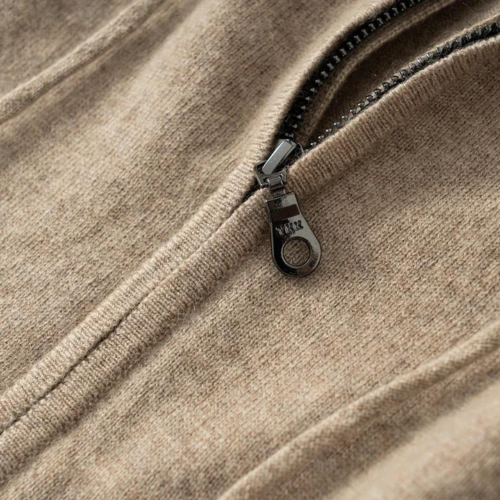 Cordelia | Chic Cashmere Zip-Up Hooded Cardigan