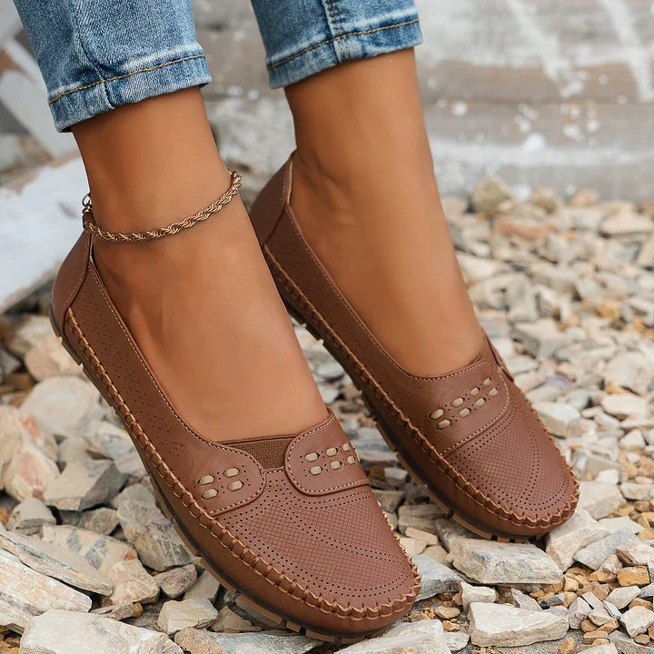 Beatrix | Chic Perforated Flat Sandals With Arch Support
